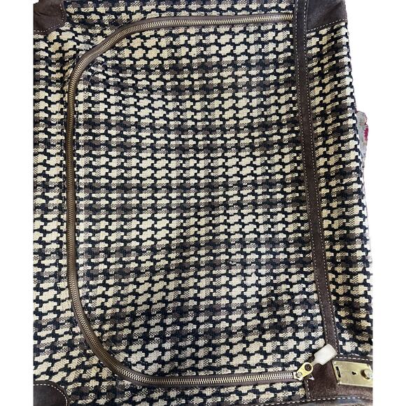 Neiman Marcus Tweed/Suede Luggage Set..plaid Houndstooth Prop Retro MCM - Picture 2 of 16
